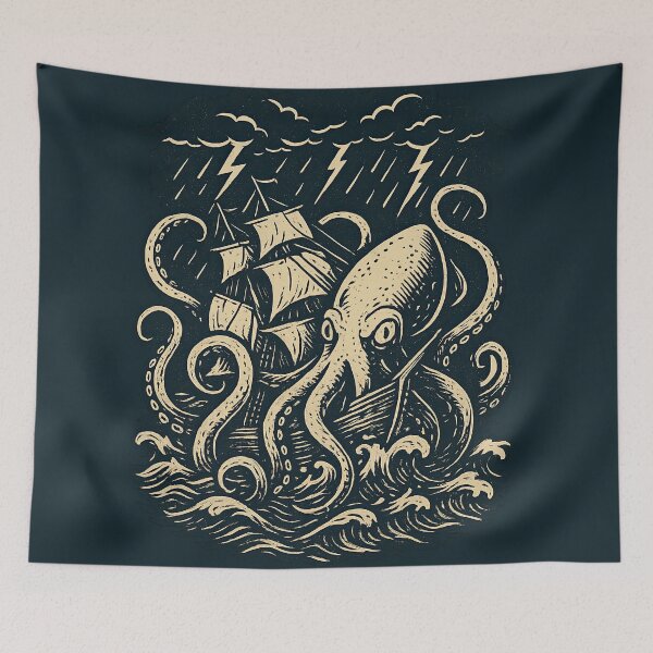 Item preview, Kraken Sea Monster Attacking a Ship designed and sold by Oh, the HORROR!.