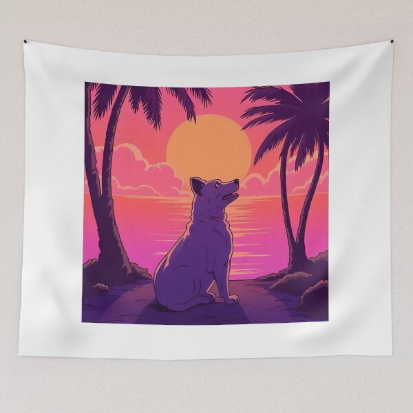 Item preview, Sunset Dog at the Beach - Vibrant Digital Art with Tropical Vibes designed and sold by MafiaCreation.