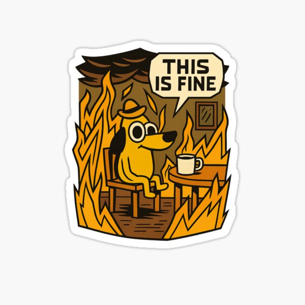 Item preview, Retro Style “This is Fine” Meme Dog Illustration designed and sold by GirlyPopped.
