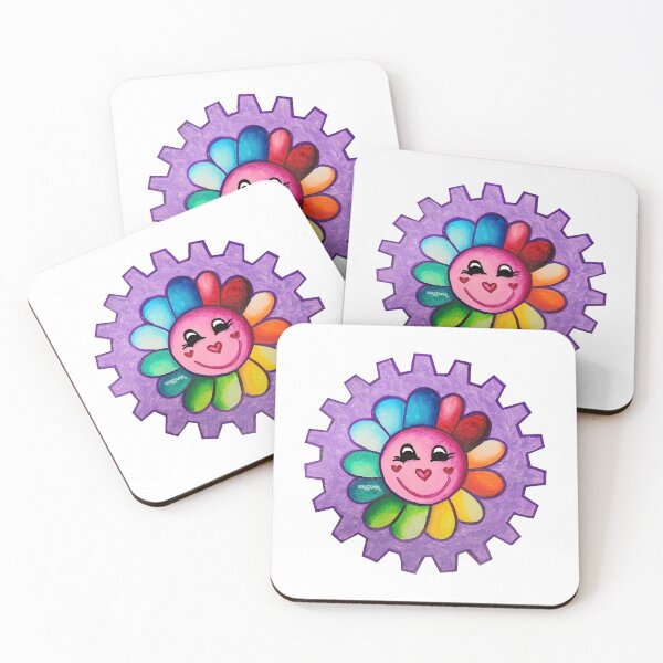 Item preview, Geartopia Smiley Face Rainbow Flower Gear designed and sold by MeganAroon.