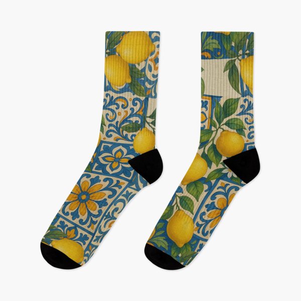 Item preview, Mediterranean Lemon Tile Pattern - Coastal Design designed and sold by Marwamay.