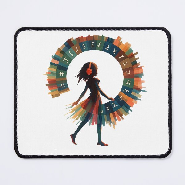 Item preview, Mysterious Symbolic Girl Art – Abstract Headphones Girl with Enigmatic Symbol Circle designed and sold by Shoot-The-Moon.