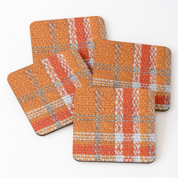 Item preview, Faux Embroidery Orange Plaid Fabric – Rustic Woven Look designed and sold by Nicholas Panek.