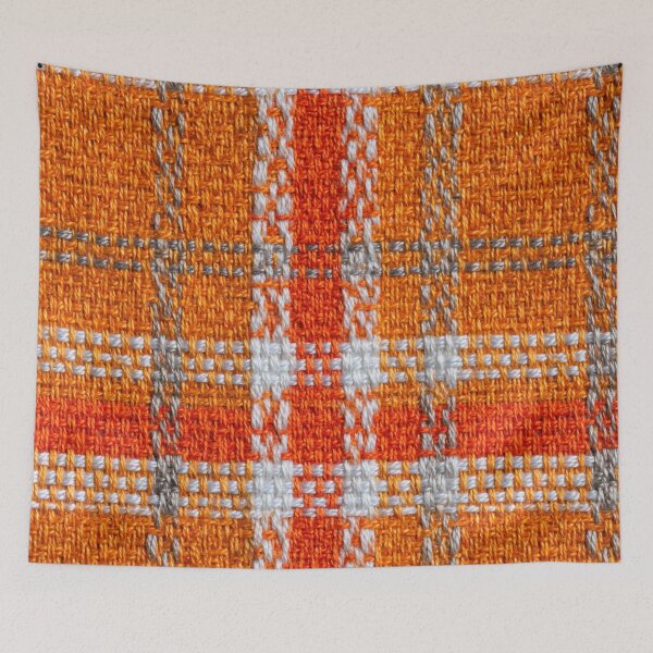 Item preview, Faux Embroidery Orange Plaid Fabric – Rustic Woven Look designed and sold by Nicholas Panek.