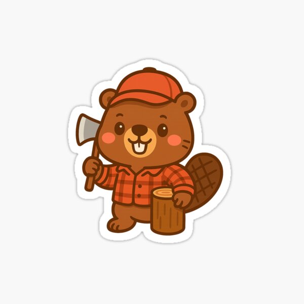 Item preview, beaver dressed as a lumberjack, wearing a red plaid shirt and cap designed and sold by JustJackob.