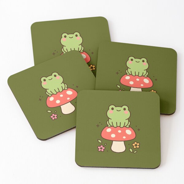Item preview, Kawaii Frog on Mushroom - Cottagecore Cute Animal Art designed and sold by OnPointOutfits.