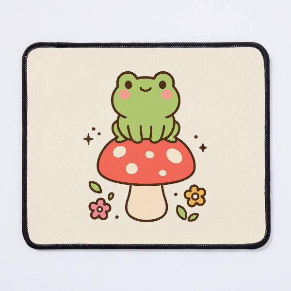 Item preview, Kawaii Frog on Mushroom - Cottagecore Cute Animal Art designed and sold by OnPointOutfits.