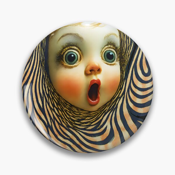 Item preview, Surreal Doll Face Art – Whimsical Shocked Baby Doll with Trippy Swirl Pattern designed and sold by Shoot-The-Moon.