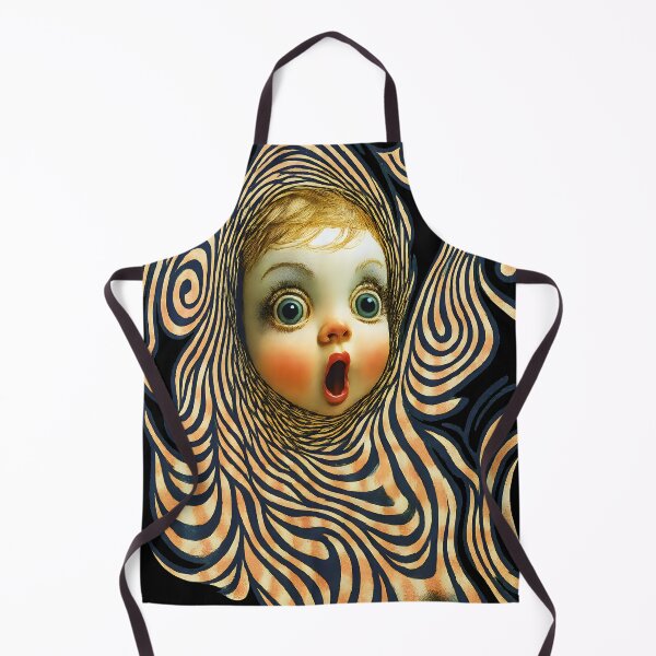Item preview, Surreal Doll Face Art – Whimsical Shocked Baby Doll with Trippy Swirl Pattern designed and sold by Shoot-The-Moon.