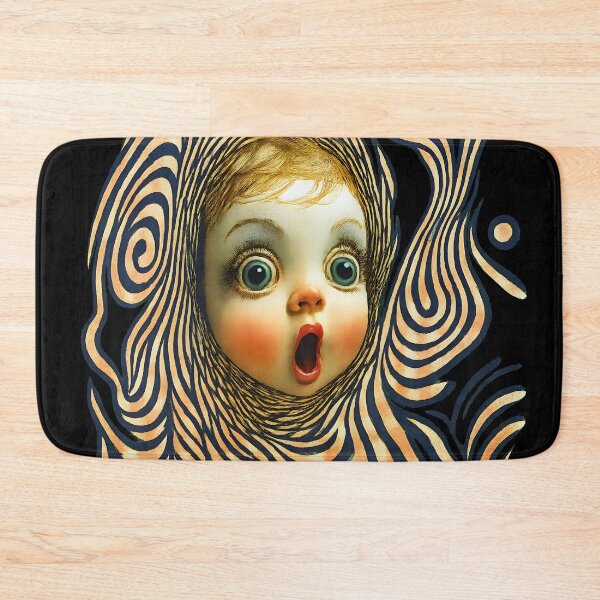 Item preview, Surreal Doll Face Art – Whimsical Shocked Baby Doll with Trippy Swirl Pattern designed and sold by Shoot-The-Moon.