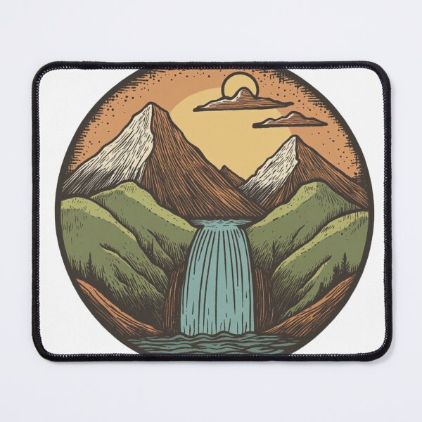 Artikelvorschau, Berge Wasserfall Landschaft entworfen und verkauft von NicolasGlowArt.