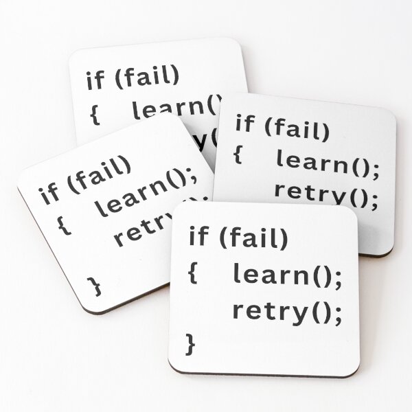Item preview, Fail Learn Retry – Programming Mindset Motivational Code (Black Texts) designed and sold by Frezcola.