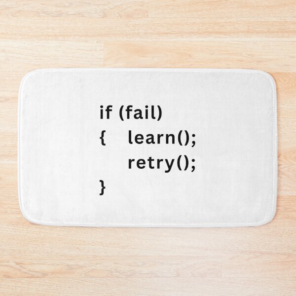 Item preview, Fail Learn Retry – Programming Mindset Motivational Code (Black Texts) designed and sold by Frezcola.