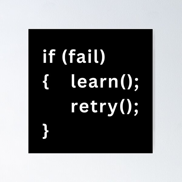 Artikel-Vorschau von Fail Learn Retry – Programmier-Mindset-Motivationscode („Weiße Texte“), designt und verkauft von Frezcola.