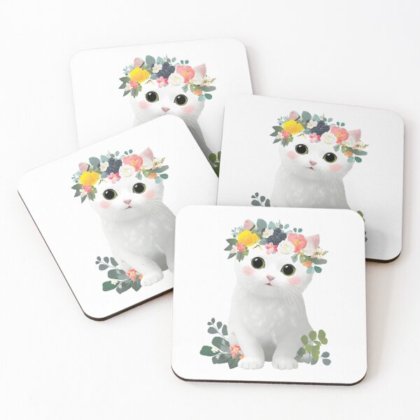 Item preview, Spring Cat with Flowers Art designed and sold by IssaraStudio.