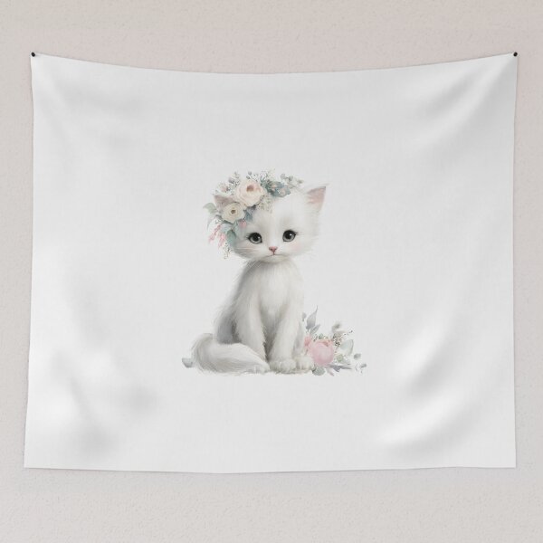 Item preview, Cute Spring Cat with Flower Crown designed and sold by IssaraStudio.