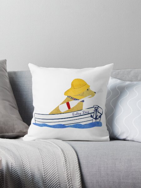 Aperçu de l'œuvre Nautical Preppy Golden Retriever à bord du Salty Dog créée et vendue par emrdesigns.
