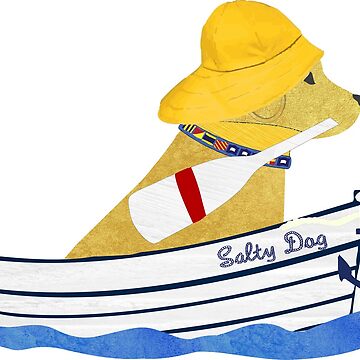 Aperçu de l'œuvre Nautical Preppy Golden Retriever à bord du Salty Dog de emrdesigns