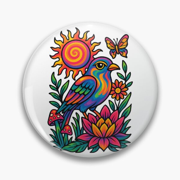 Aperçu de l'œuvre Lotus Song – Oiseau psychédélique dans une frénésie florale créée et vendue par UltimateShadow.