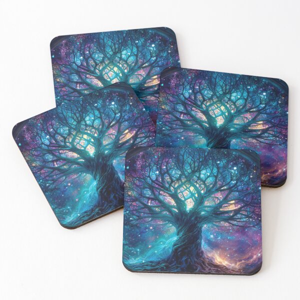 Item preview, Cosmic Tree of Life – Fantasy Galaxy Portal in Stained Glass Cathedral designed and sold by Tommy Studio.