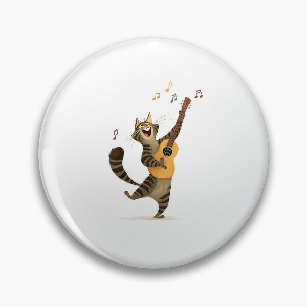 Artikelvorschau, Fröhliche Katze mit Gitarrenzeichnung entworfen und verkauft von IssaraStudio.