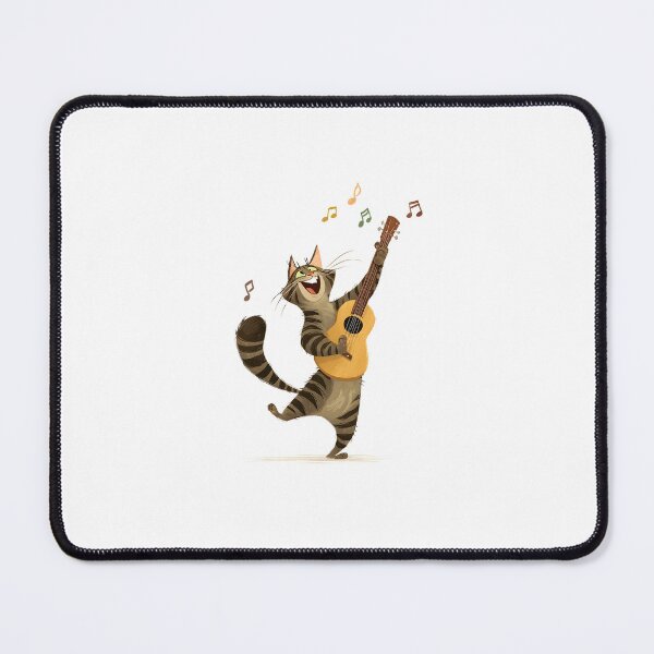Item preview, Joyful Cat with Guitar Drawing designed and sold by IssaraStudio.