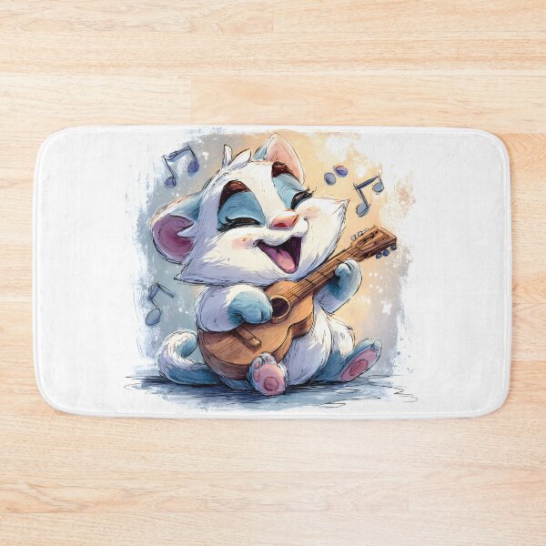 Item preview, Cute Cartoon Cat Guitarist designed and sold by IssaraStudio.