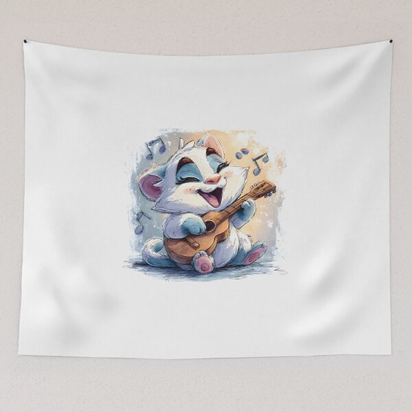 Item preview, Cute Cartoon Cat Guitarist designed and sold by IssaraStudio.