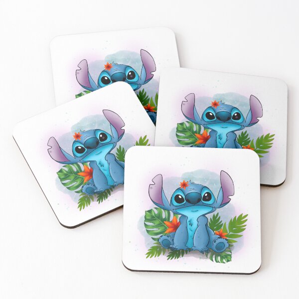 Aperçu de l'œuvre Le plus mignon des Stitch avec une affiche de feuilles tropicales de monstera et des bâtons créée et vendue par jancajiravova.