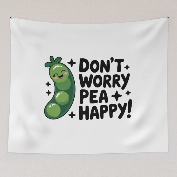 Item preview, Don't Worry Pea Happy! Cute Pea Pod Pun designed and sold by PMCreative.