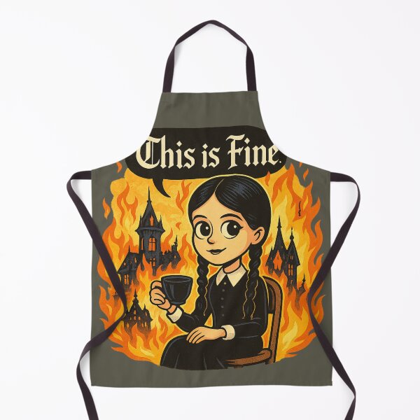 Item preview, This is Fine x Wednesday Addams - Dark Humor Meme Mashup designed and sold by GirlyPopped.