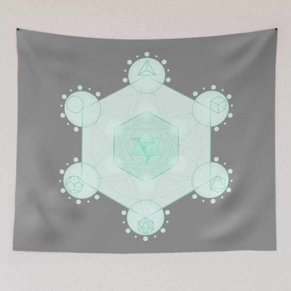 Item preview, Green Merkaba Sacred Geometry | Metatron’s Cube Heart Chakra Art | Healing Energy Light Grid  designed and sold by MJ Koldewyn.