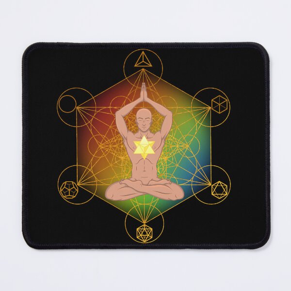 Item preview, Meditating Man with Merkaba & Metatron’s Cube | Chakra Alignment Sacred Geometry Art designed and sold by MJ Koldewyn.