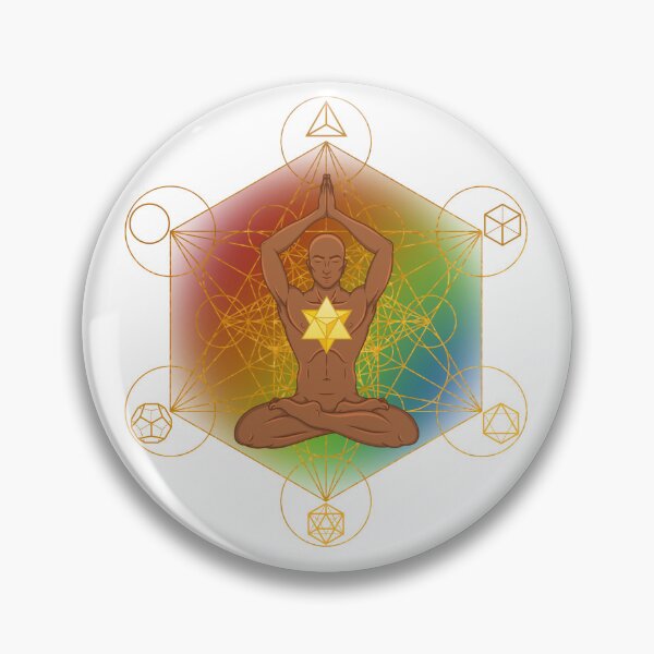 Item preview, Sacred Geometry Meditating Man with Merkaba | Rainbow Chakra Spiritual Art designed and sold by MJ Koldewyn.