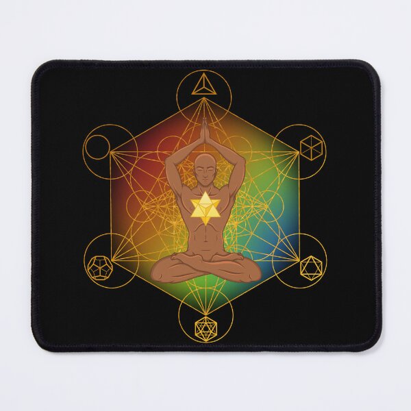 Item preview, Sacred Geometry Meditating Man with Merkaba | Rainbow Chakra Spiritual Art designed and sold by MJ Koldewyn.