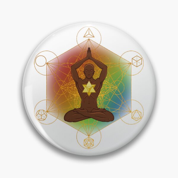 Item preview, Rainbow Sacred Geometry Meditating Man with Merkaba | Rainbow Chakra Spiritual Art designed and sold by MJ Koldewyn.