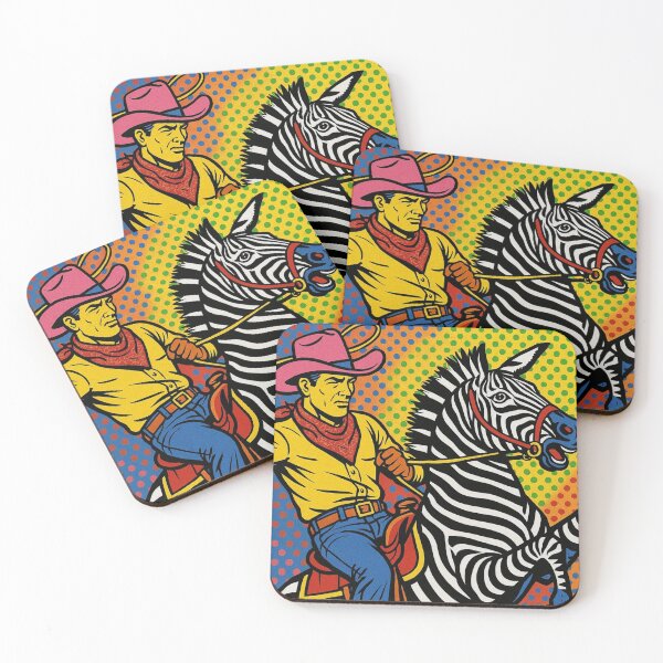 Item preview, cowboy on a zebra popart designed and sold by OnlyTheWest.
