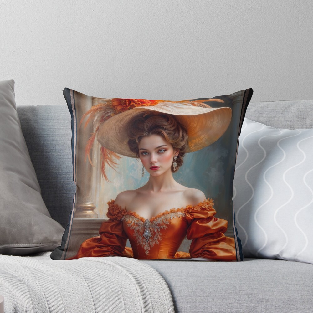 An Elegant Moment; Exploring The Alluring Beauty Of Amalia Vaagner Mesmerizing AI Concept Art by Xzendor7 Decorative Art Print Throw Pillow