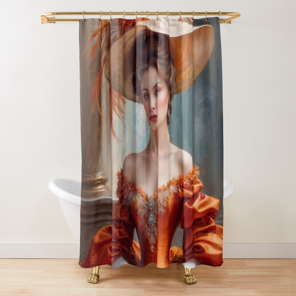 An Elegant Moment; Exploring The Alluring Beauty Of Amalia Vaagner Mesmerizing AI Concept Art by Xzendor7 Decorative Art Print Shower Curtain