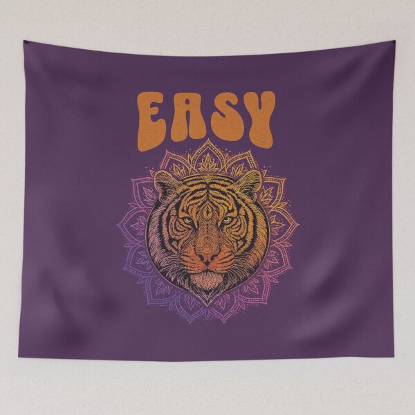 Item preview, Psychedelic Tiger Mandala Distressed Art Print Easy Word Poster Spiritual Jungle Animal Illustration Trippy Boho Decor Bohemian Vibes designed and sold by XanaduHills.