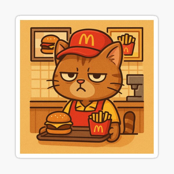 Item preview, Grumpy Cat at MeowDonald’s designed and sold by MemeowLand.