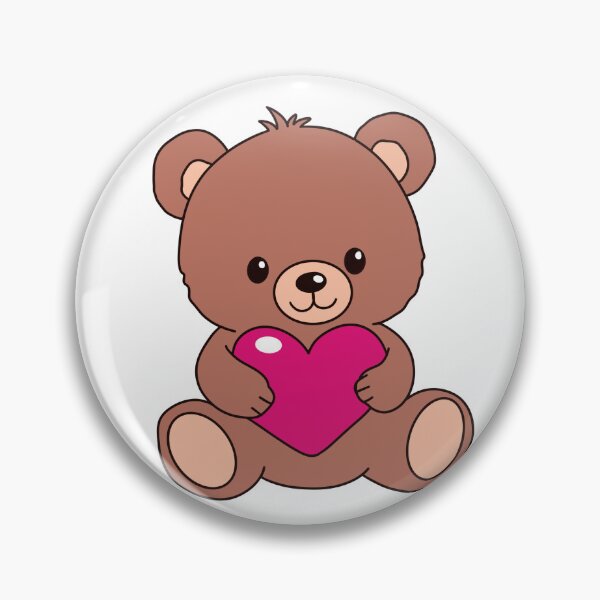 Item preview, Adorable Brown Teddy Bear Holding Pink Heart: Cute Cartoon Animal Design for Kids, Girls, and Valentine's Day Gifts designed and sold by SvgmagicArt.