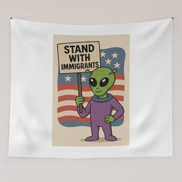 Item preview, "Alien for Immigrants – Cartoon Protest Design" designed and sold by GARAPROMOCIONES.