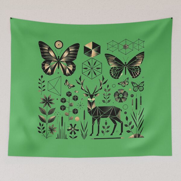 Item preview, Geometric Wildlife and Floral Composition with Butterflies designed and sold by PrismWild.