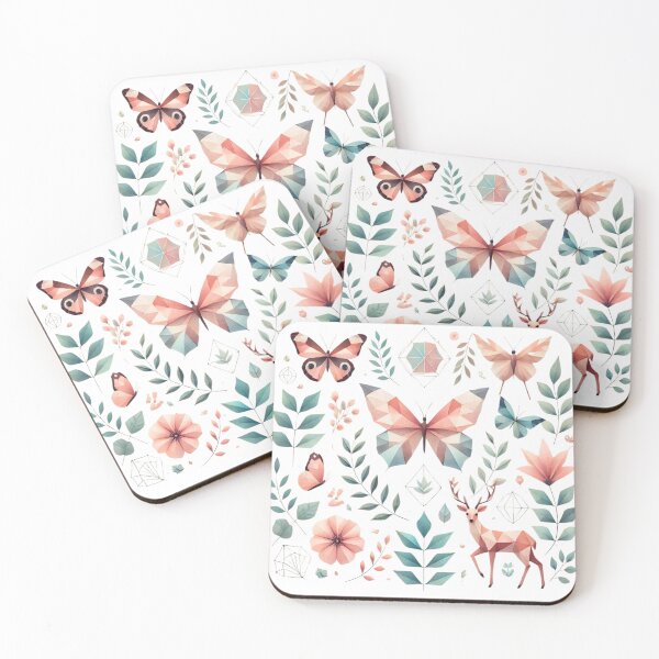 Item preview, Geometric Nature: Butterflies, Flowers, and Deer Harmony designed and sold by PrismWild.