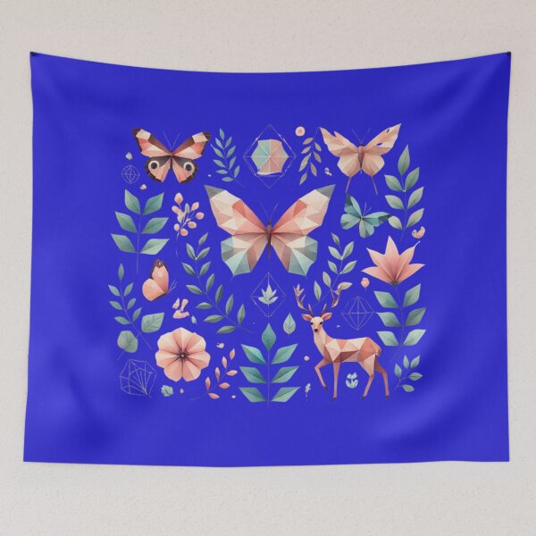 Item preview, Geometric Nature: Butterflies, Flowers, and Deer Harmony designed and sold by PrismWild.