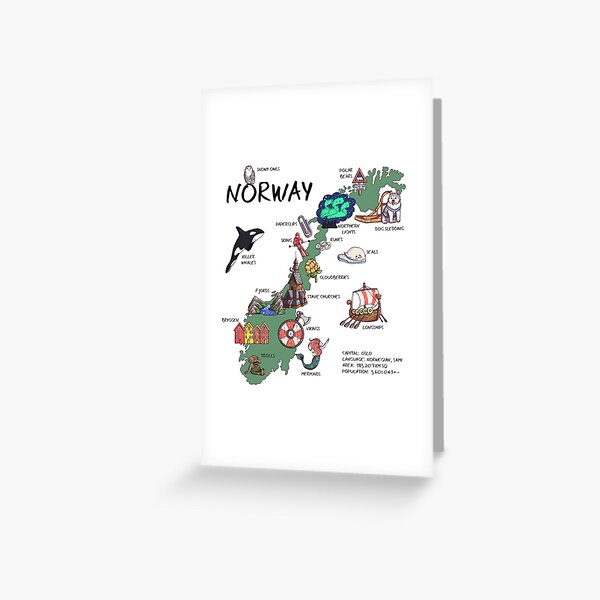 Item preview, Norway - illustrated map designed and sold by BeeHappyShop.