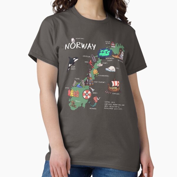 Vista previa del artículo con la obra «Noruega - mapa ilustrado», diseñado y vendido por BeeHappyShop.