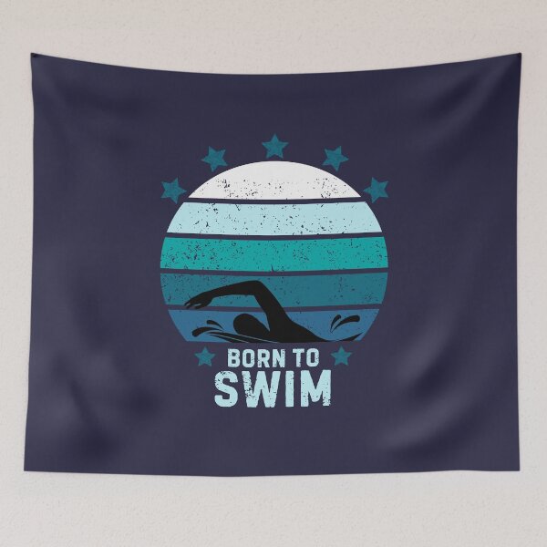 Item preview, Born To Swim Motivational Swimming Retro Sunset Swimmer designed and sold by StrideSuccess.