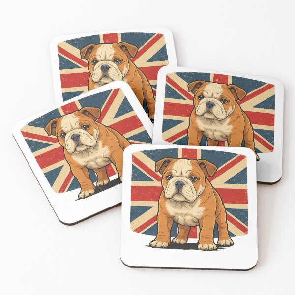 Item preview, British Bulldog Puppy with Union Jack – Cute Vintage UK Dog Design designed and sold by RetroRespect.